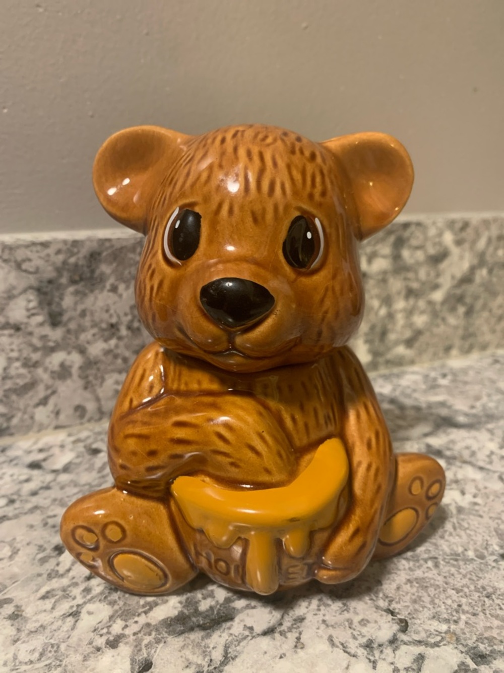 Vintage Lidded Honey Pot Bear Shaped Ceramic Pottery Made in Taiwan